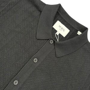 Wax London Knit Short Sleeve Shirt Mens XL Black Textured Cotton Button Up NWT